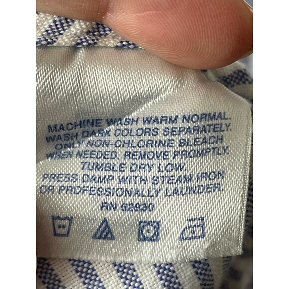 Lands End Mens Pin Stripe Dress Shirt Button Front Long Sleeve 18.5" 38" Tall - Picture 6 of 6